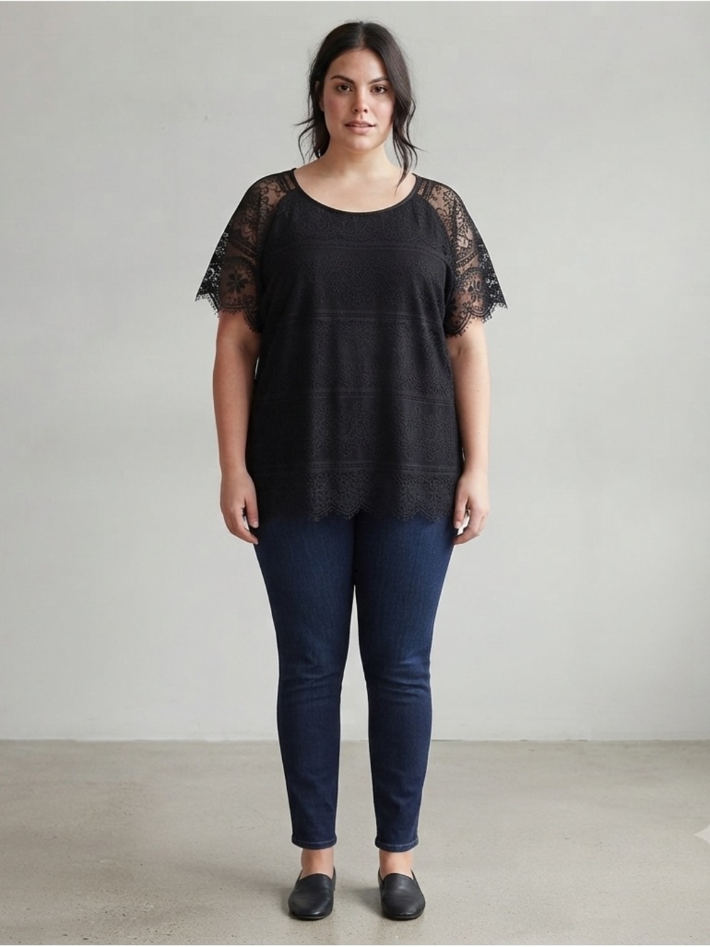 Solitaire Black Lace Overlay Top 1X Whimsigoth Dark Romantic Witchy
